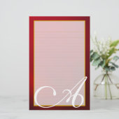 Red Ruby Monogram Fine Lined Stationery Briefpapier (Stehend Vorderseite)