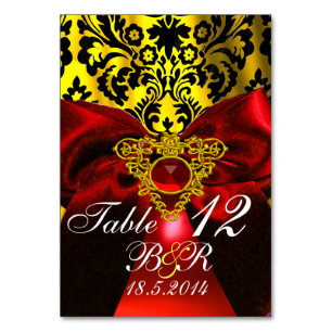 RED RUBY RIBBON GOLD CELTIC HERZ DAMASK MONOGRAMM TISCHNUMMER