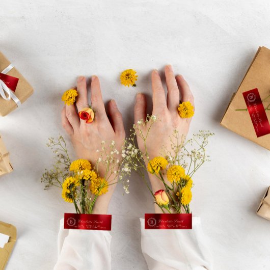 Red Ruby Wine Monogram Rücksendeadressen-Aufkleber