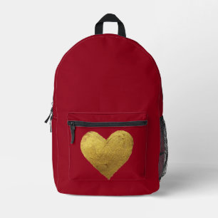 Red Ruckpack Gold Herzsymbol der Liebe Bedruckter Rucksack
