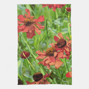 RED RUDBECKIA-BLUME GESCHIRRTUCH
