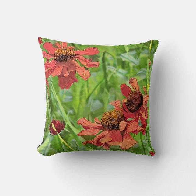 RED RUDBECKIA-BLUME KISSEN (Vorderseite)
