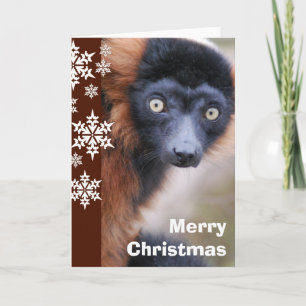 Red Ruffed Lemur Christmas Card Feiertagskarte