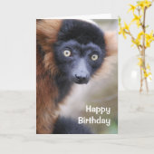 Red Ruffed Lemur Grußkarte Karte (Gelbe Blume)