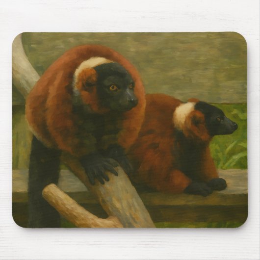 Red Ruffed Lemurs in Woodland Light Mousepad (Vorne)