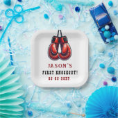 Red Rumble First Knockout Boxen Geburtstag Pappteller (Party)