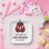 Red Rumble First Knockout Boxen Geburtstag Pappteller (Party)
