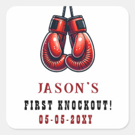 Red Rumble First Knockout Boxen Geburtstag Quadratischer Aufkleber