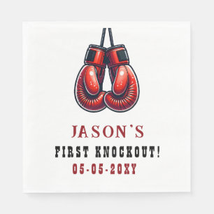 Red Rumble First Knockout Boxen Geburtstag Serviette