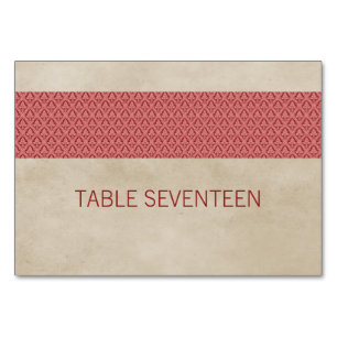 Red Russel Damask Table Card Tischnummer
