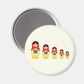 Red russian matryoshka nesting dolls magnet (Vorderseite/Rückseite)