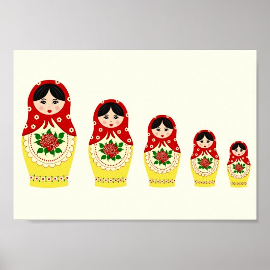 Red russian matryoshka nesting dolls poster (Vorne)
