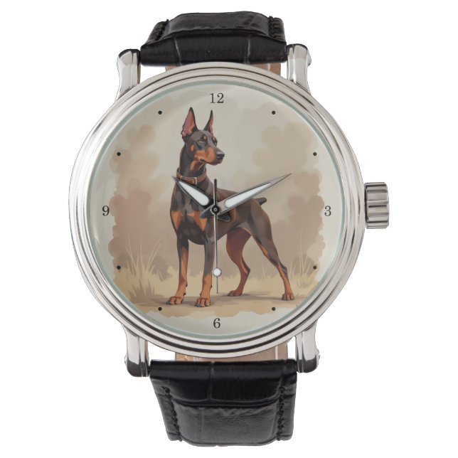 Red Rust Brown Doberman Pinscher Dog Armbanduhr (Vorderseite)