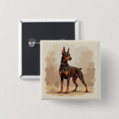 Red Rust Brown Doberman Pinscher Dog Button (Vorne & Hinten)