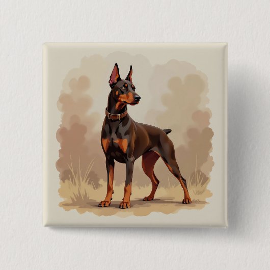 Red Rust Brown Doberman Pinscher Dog Button (Vorderseite)