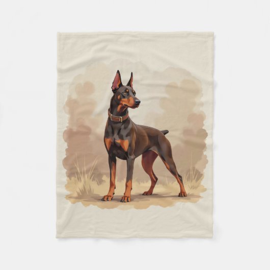 Red Rust Brown Doberman Pinscher Dog Fleecedecke (Vorderseite)