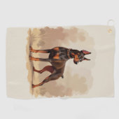 Red Rust Brown Doberman Pinscher Dog Golfhandtuch (Horizontal)