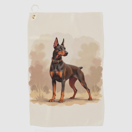 Red Rust Brown Doberman Pinscher Dog Golfhandtuch (Vorderseite)