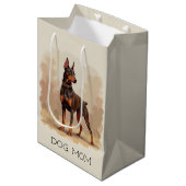 Red Rust Brown Doberman Pinscher Dog Mittlere Geschenktüte (Vorderseite Schrägansicht)