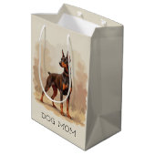 Red Rust Brown Doberman Pinscher Dog Mittlere Geschenktüte (Rückseite Schrägansicht)
