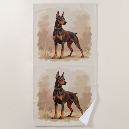 Red Rust Brown Doberman Pinscher Dog Strandtuch (Vorderseite)