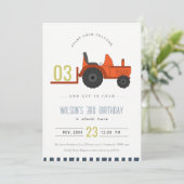Red Rust Farm Traktor Kinder jeden Alters Geburtst Dankeskarte (Stehend Vorderseite)