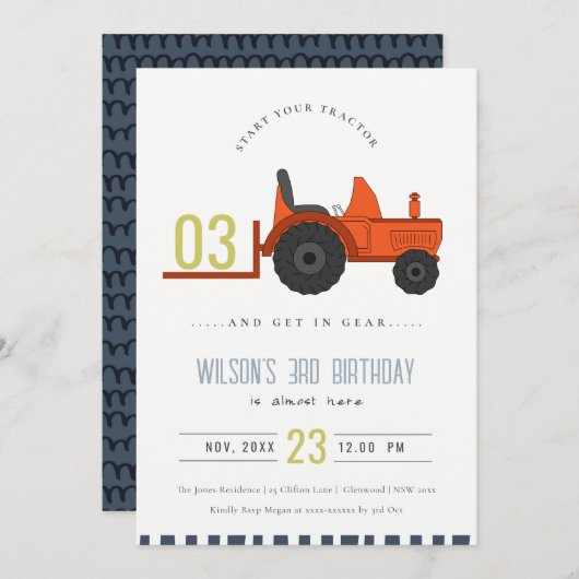 Red Rust Farm Traktor Kinder jeden Alters Geburtst Dankeskarte (Vorne/Hinten)