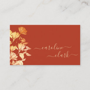 Red Rust Floral Boho Bohemische Kalligraphie Elega Visitenkarte