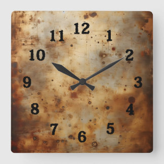 red rust on steel quadratische wanduhr