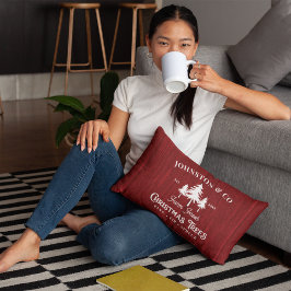 Red Rustic Barnwood Christmas Tree Farm Lendenkissen