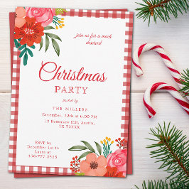 Red Rustic Botanical Christmas Invitation Feiertagskarte
