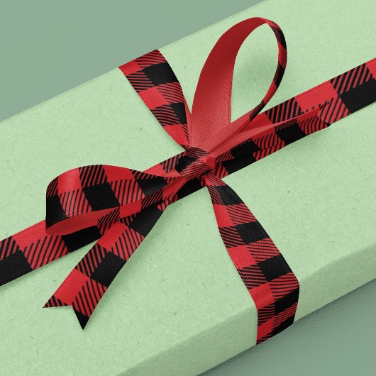 Red Rustic Buffalo Karo Pattern Satinband