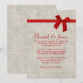 Red Rustic Burlap Wedding Invitations Einladung (Vorne/Hinten)