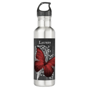 Red Rustic Butterfly Personalisiert Edelstahlflasche