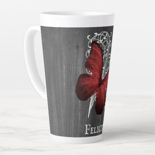 Red Rustic Butterfly Personalisiert Latte Tasse (Linke Ecke)