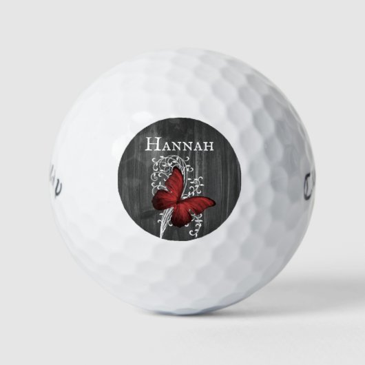 Red Rustic Butterfly Personalisierte Golf Balls Golfball (Vorderseite)