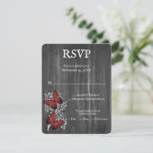 Red Rustic Butterfly Wedding RSVP Card Karte (Stehend Vorderseite)