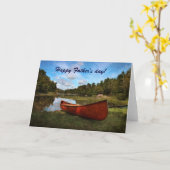 Red rustic canoe on the bank of the lake karte (Gelbe Blume)