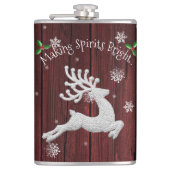 Red Rustic Christmas Reindeer Flask Flachmann (Vorderseite)