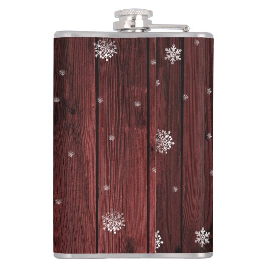 Red Rustic Christmas Reindeer Flask Flachmann (Rückseite)