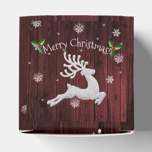 Red Rustic Christmas Reindeer Gevor Box Geschenkschachtel (Oben)