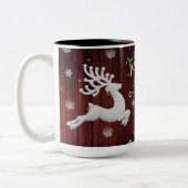 Red Rustic Christmas Rentier Coffee Tasse (Links)