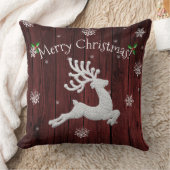 Red Rustic Christmas Rentier Throw Kissen (Decke)