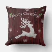 Red Rustic Christmas Rentier Throw Kissen (Vorderseite)