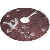 Red Rustic Christmas Rentier Tree Skirt Polyester Weihnachtsbaumdecke (Schrägansicht)