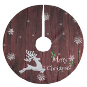 Red Rustic Christmas Rentier Tree Skirt Polyester Weihnachtsbaumdecke (Vorderseite)