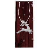 Red Rustic Christmas Rentier Wine Gift Bag Geschenktüte Für Weinflaschen (Rückseite)