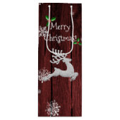 Red Rustic Christmas Rentier Wine Gift Bag Geschenktüte Für Weinflaschen (Vorderseite)