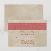 Red Rustic Damask RSVP Card Karte (Vorne/Hinten)