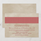 Red Rustic Damask Wedite Einladung (Vorne/Hinten)